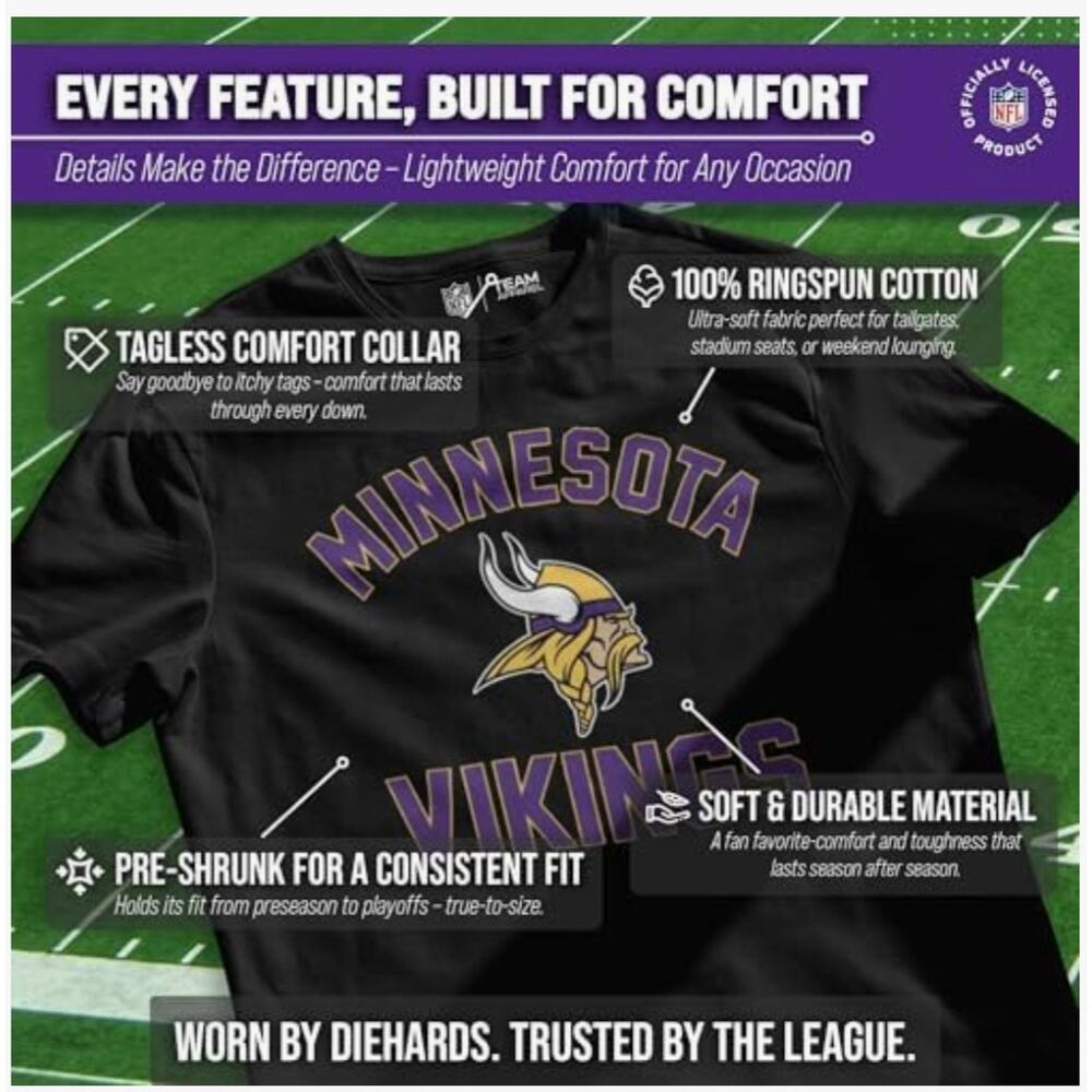 Boy's Large Minnesota Vikings Black Team Apparel T-Shirt